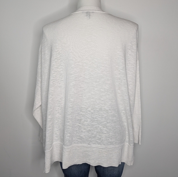Eileen Fisher White V Neck Long Sleeve Button Up Cotton Linen Cardigan 3X - Picture 5 of 8